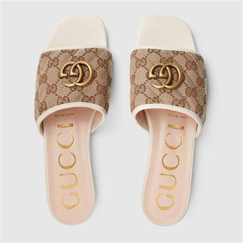 gucci women's slide with double g|gucci jumbo slide sandals.